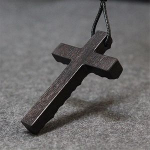 Ebony Cross Pendant Or Handmade Religious Necklac
